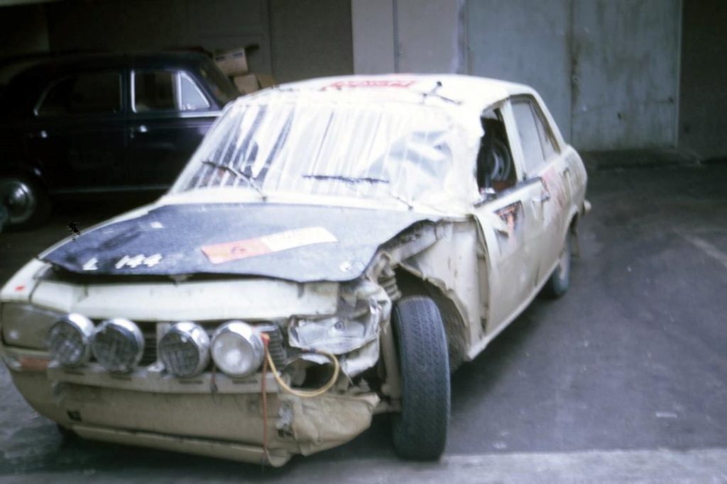 Peugeot 504 World Cup Rally car 6 after crash