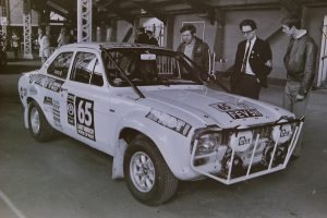 Ford Escort car 65 reg number FEV 3H in the 1970 World Cup Rally