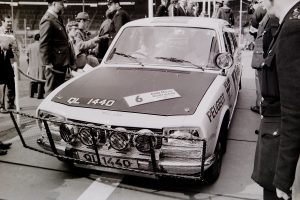 Peugeot 504 car number 6 at start of the 1970 World Cup Rally