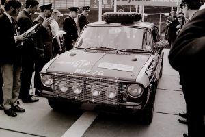 Austin Maxi car 20 at the start of the World Cup Rally 1970