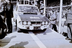 Triumph 2.5PI car 43 reg number XJB 304H at start of the 1970 World Cup Rally