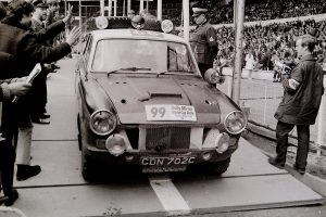 Ford Cortina Savage car 99 at start of the 1970 World Cup Rally