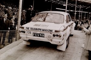 Ford Escort car 103 reg number FEV 4H in the 1970 World Cup Rally