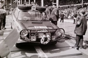 BMC 1800 car 73 at the start of the World Cup Rally 1970