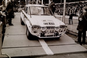 Ford Escort car 85 reg number FTW 47H in the 1970 World Cup Rally