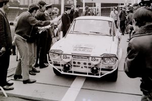 Ford Escort car 26 reg number FEV 2H in the 1970 World Cup Rally