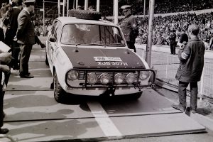 Austin Maxi car 96 at the start of the World Cup Rally 1970