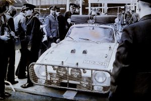 Trident Venturer car 30 at the start of the World Cup Rally 1970