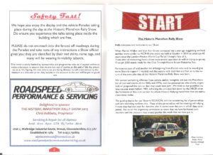 Historic Marathon Rally Show 2015 Programme page 2 and 3